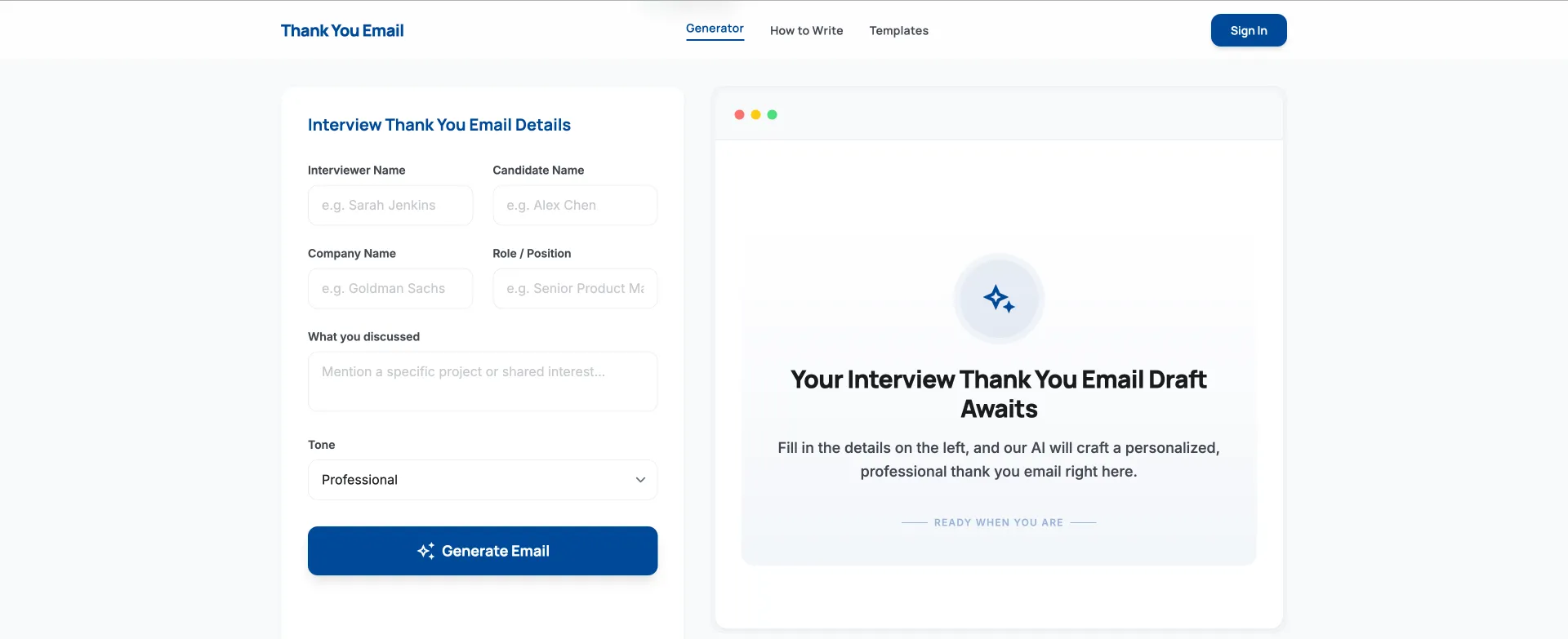 Thank you Email Generator