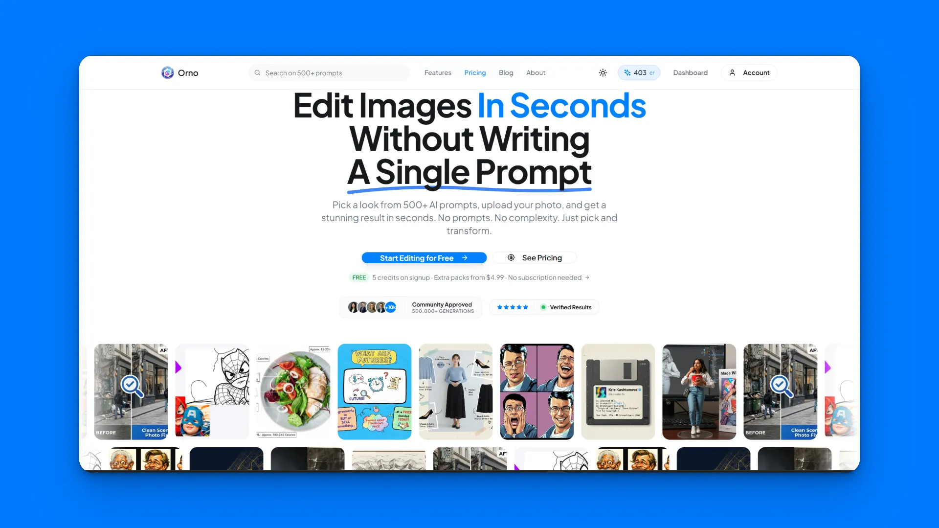 Orno — AI Image Editor & Prompt Library