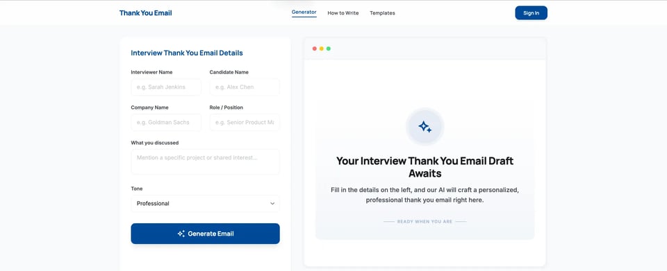 Thank you Email Generator