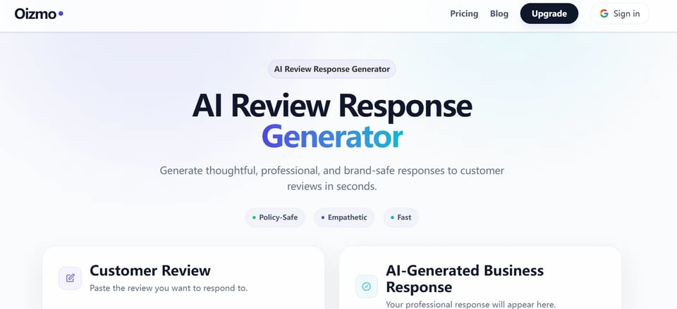 Oizmo Review Reply