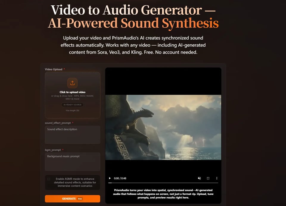 PrismAudio AI Video Sound Generator