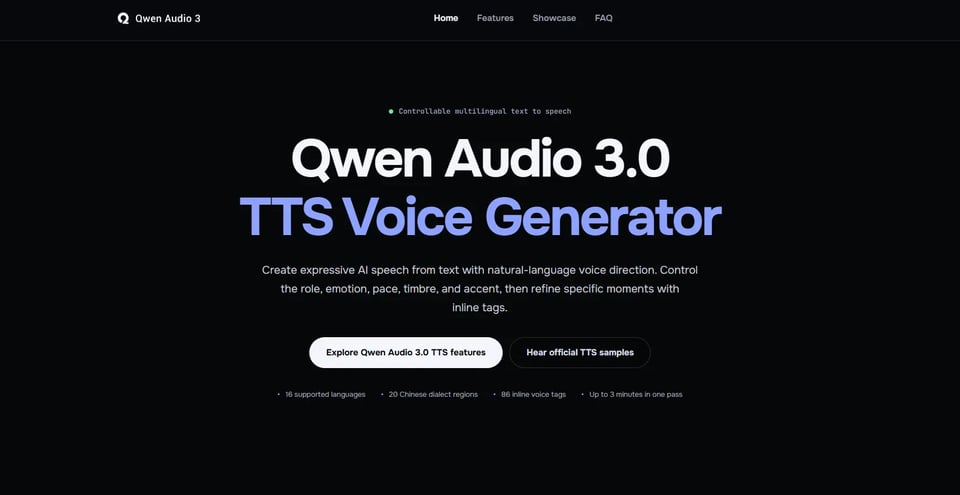 Qwen Audio 3.0 TTS