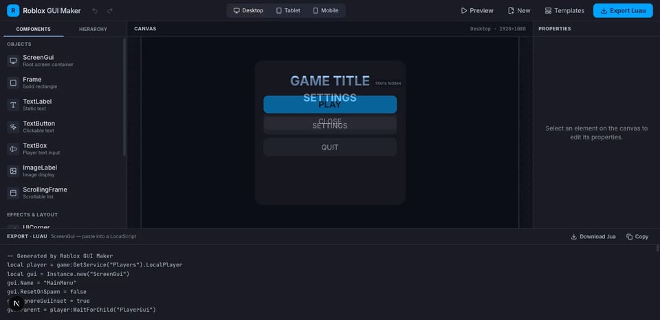 Roblox Gui Maker