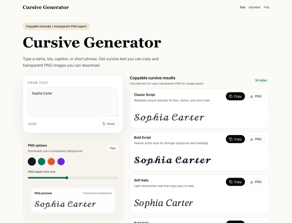 Cursive Generator