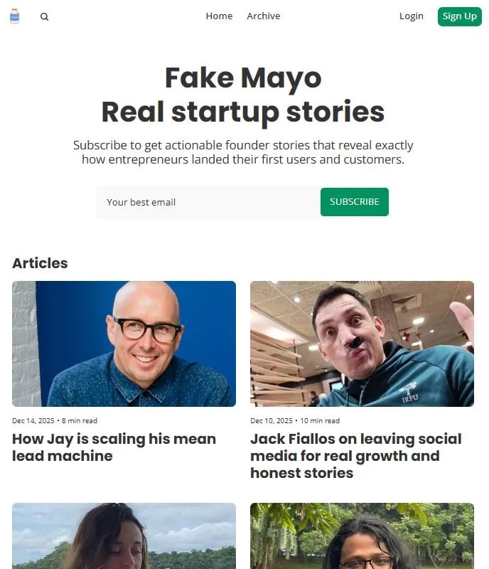 Fake Mayo Startup Stories